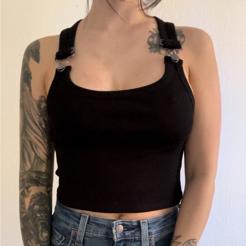 Wild Fable Black Buckle Strap Tank Top